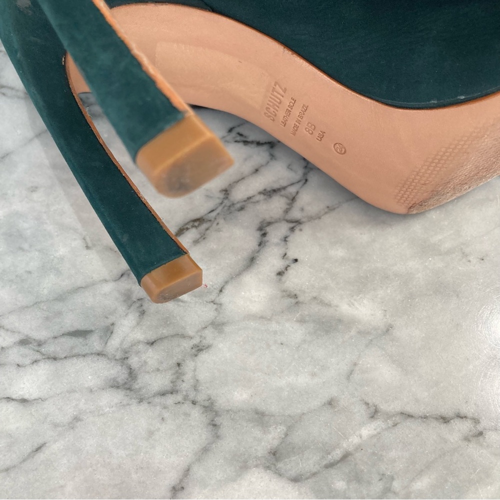 SCHUTZ Maryana Green Suede Tall Boots - Picture 8 of 11